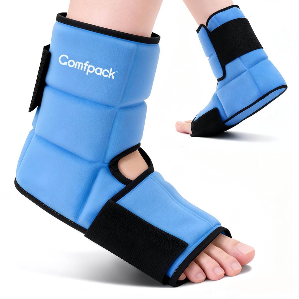 Photo 1 of **PARTIAL SET/ ONLY 1** Comfpack Ankle Foot Ice Pack Wrap for Pain Relief with Segmented Design, Evenly Distributed Gel Ice Boot Hot Cold Therapy for Surgery, Sprained Ankle, Plantar Fasciitis, Achilles Tendonitis, Heel Pain
