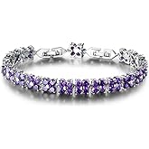 GULICX Fashion Tennis Bracelet for Women Cubic Zirconia Crystal Flower Multicolor Bracelet