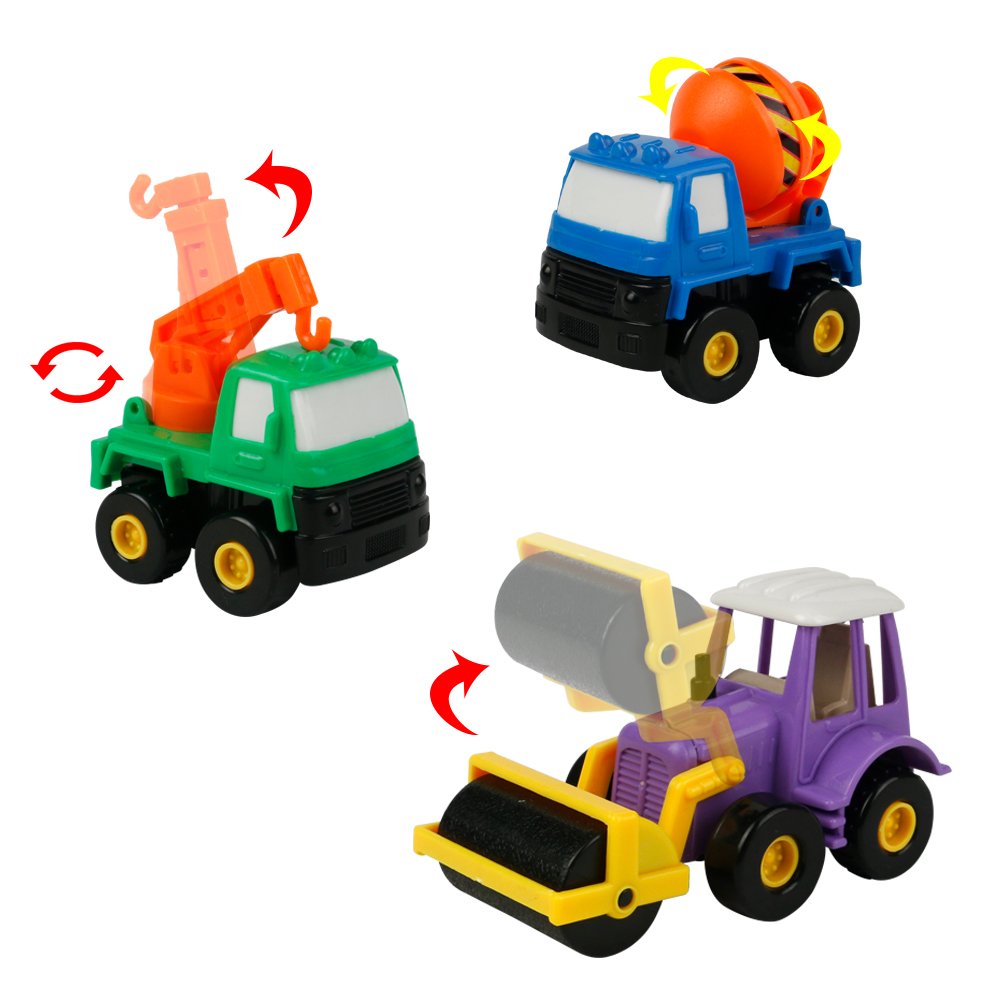 Truck Toy Car Construction Toys Pull Back Vehicles Best Party Supplies Favors Christmas Birthday Gifts for Kids Boys Girls 3 Years and Up, 6pcs(Color Vary)