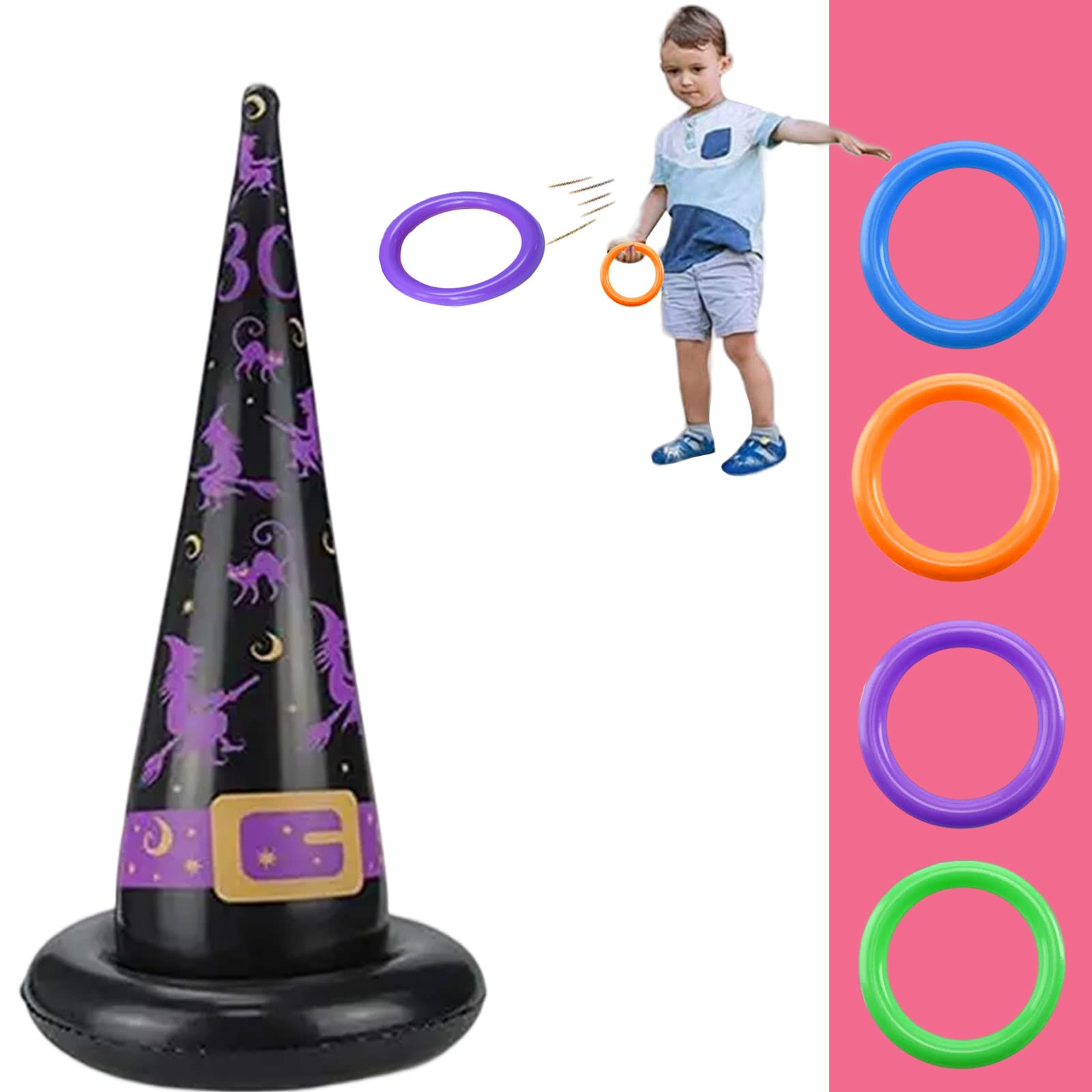 Halloween Party Ring Toss Game for Kids Adults,Inflatable Halloween Spider Ring Toss Game with 4 Rings,Fun Halloween Games for Families School Office Indoor Outdoor Game,Halloween Kids