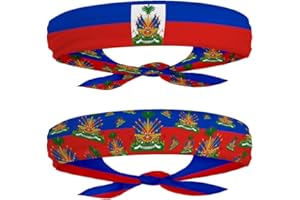 EVERYTHING CROPOVER Haiti Flag Headband for Carnival, Fitness | Mens Womens Double-Sided Tieback Bandana Sweatband Thigh Leg Garter | One Headband
