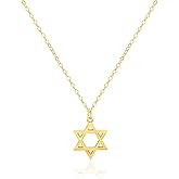 Tela Jewelry Genuine 925 Sterling Silver 1 cm | Star Of David Necklace for Women | 925 sterling silver necklace| Hexagram Pendant on Cable Chain | Magen David