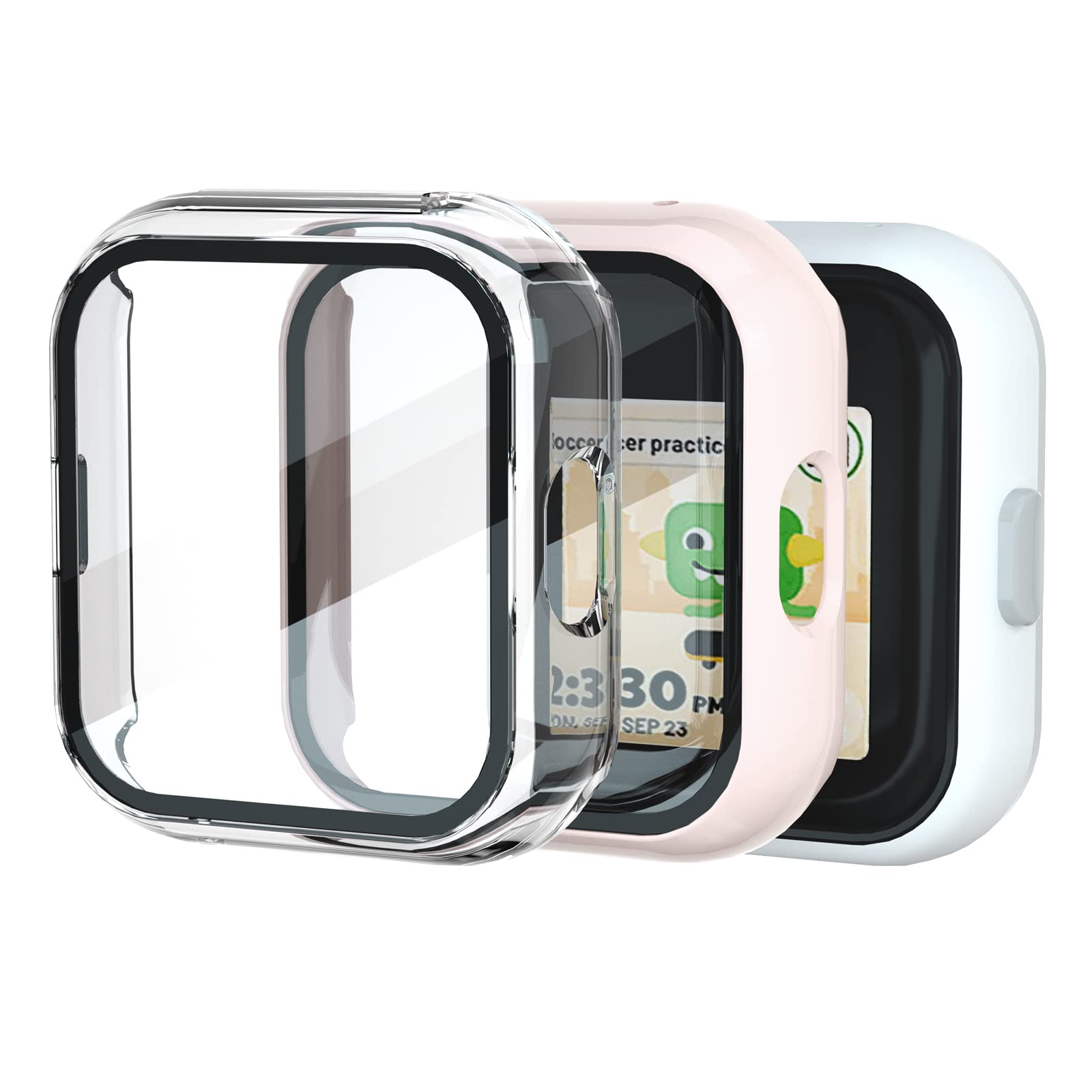 Photo 1 of 2 Pack Case Compatible with Sync UP Kids Watch Screen Protector (Not Compatible with SyncUP Watch 2), Hard PC & Tempered Glass SyncUP Kids Watch Protector (Transparent&SandPink)