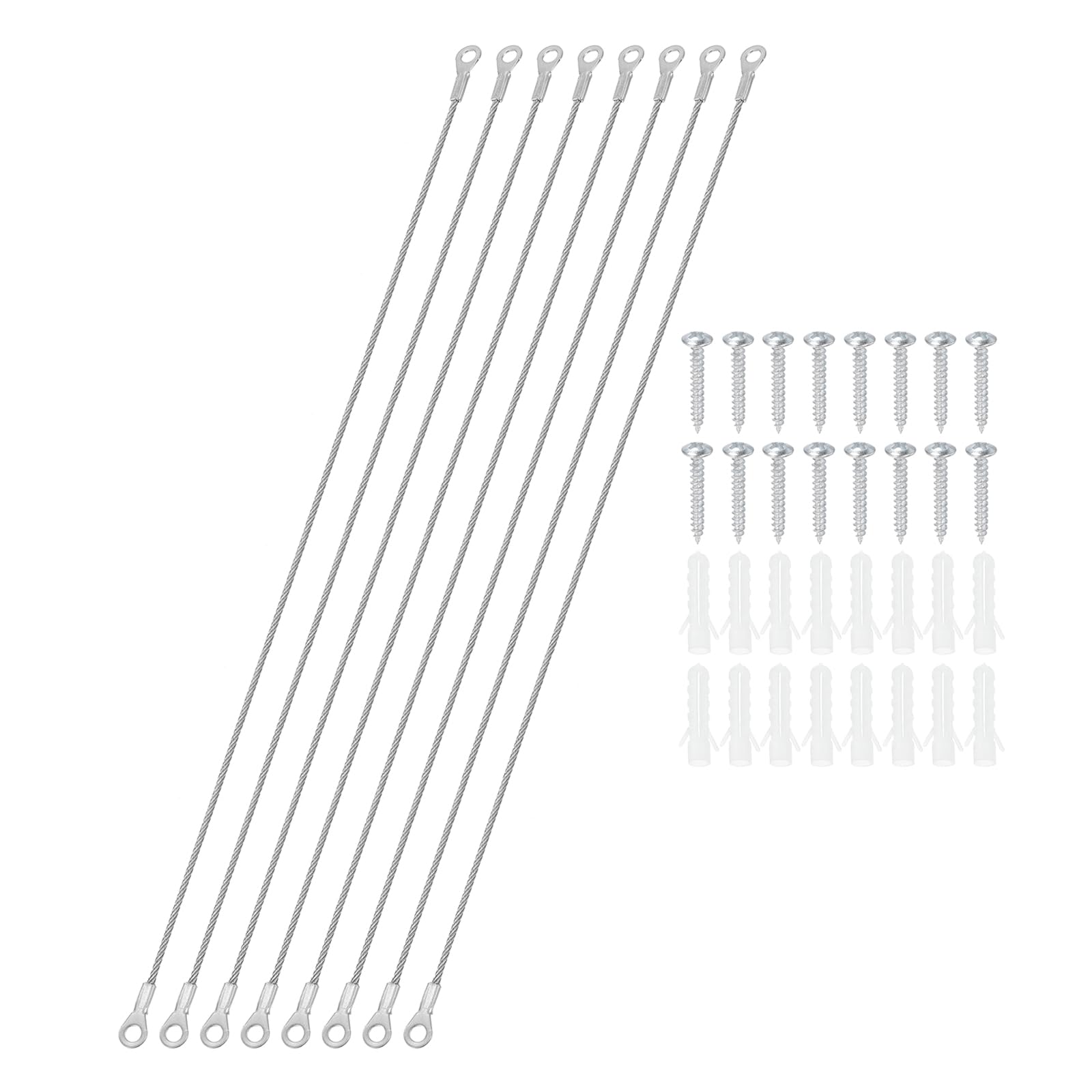 PATIKIL Cabinet Door Restraint Kit 2mm x 50cm, 8 Pack Stainless Steel Flexible Braided Cable Door Hinge Limiter for Limiting Chest Cupboard Door Opening Angle Swing