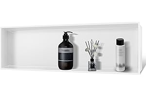 BATHFINESSE Shower Niche, 37" X 13" White Niche for Shower Wall, Bathroom Shower Niche Insert Tile Ready Over Mount Installation no Tile Needed, Livingroom