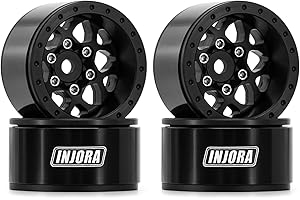INJORA 1.0 Beadlock Wheel - Negative Offset -4.7mm Aluminum Rim for TRX4M Ascent18 SCX24 FCX24 1/24 1/18 RC Crawler Upgrade(W1013)