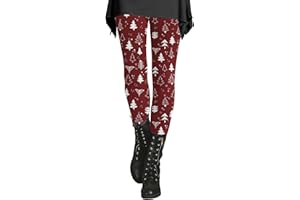 Christmas Pajamas Women Xmas Holiday Elastic Workout Leggings Ankle Length High Waisted Pants Winter Stretch Tights