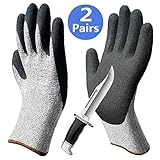 Safety Work Gloves 2 Pairs, Nitrile Coating Palm Superior Grip Level 2 Cut Resistant Shell Protective for Garden Construction Auto Mechanic Multi-Purpose.