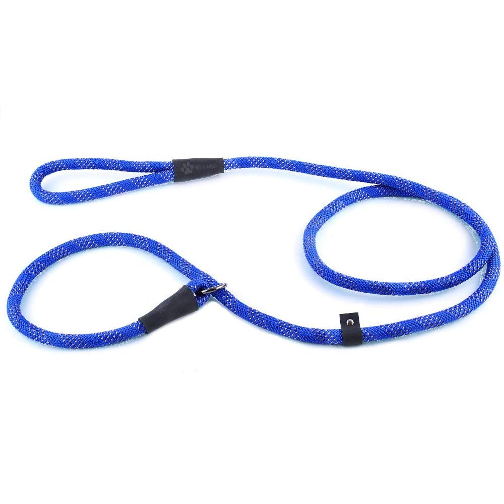 Max and Neo Rope Slip Lead Reflective 5 Foot - We Donate a Leash to a Dog Rescue for Every Leash Sold (5 FT x 1/2", Blue)