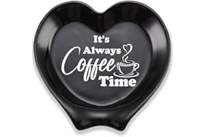 RENAISSANCEY Heart-shaped Ceramic Coffee Spoon Rest, Coffee Spoon Holder, Station Decor Coffee Bar Accessories, Coffee Table Decor, Funny Coffee Quote, Coffee Lovers Gift for Sisters Girlfriends Women, and Men