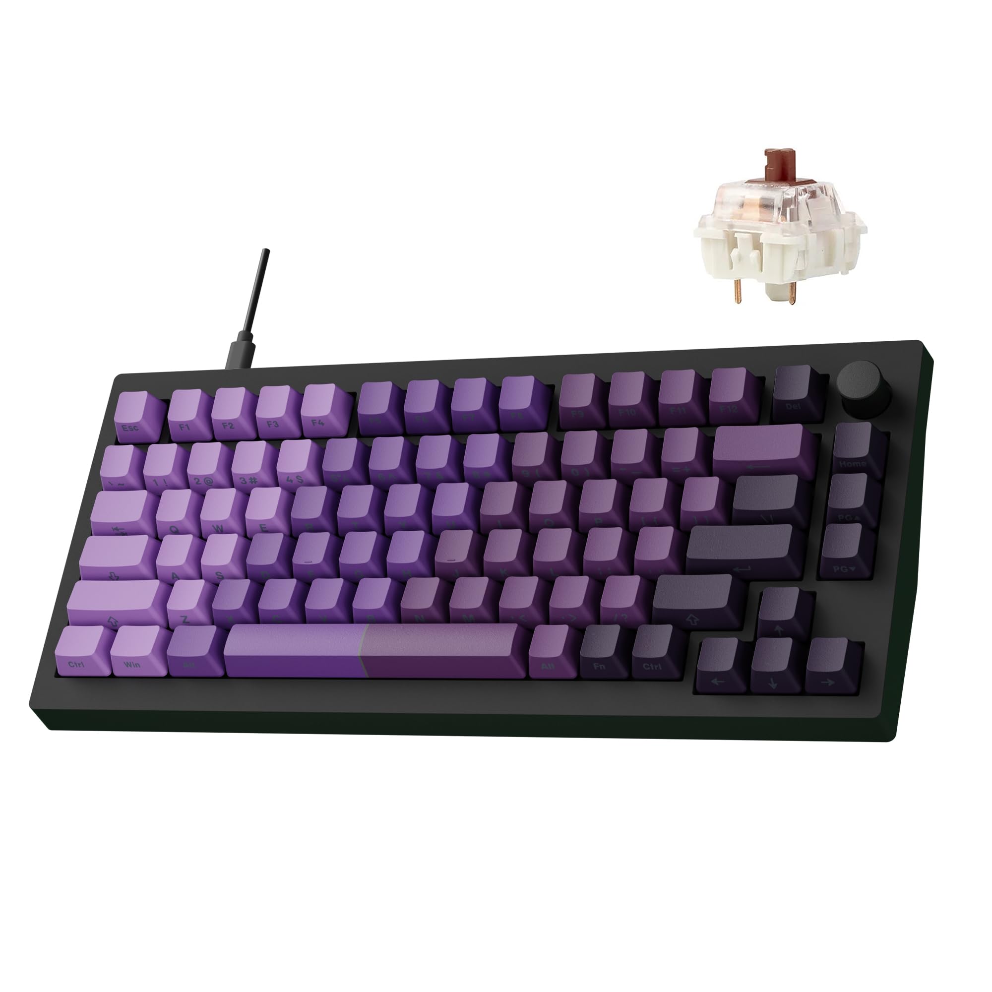 LEMOKEY X4 QMK Wired Mechanical Keyboard, 75% Layout South-Facing Red Backlit, Side-Printed Double-Shot PBT Keycaps with Tactile Brown Mechanical Switch for Windows