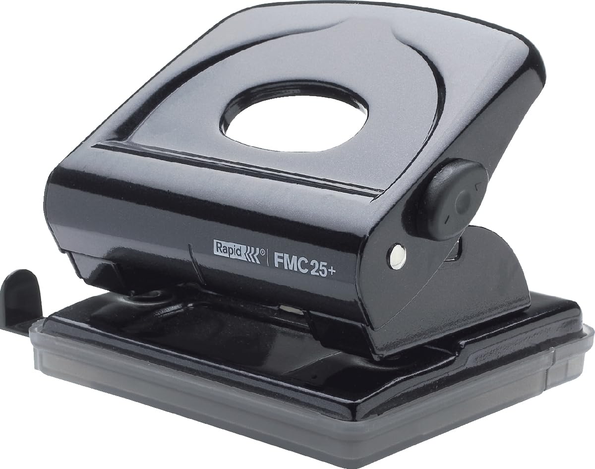 Rapid FMC25+ 2 Hole Punch, Punches up to 30 Sheets, Adjustable Guide Bar, Metal, Black, 21835501