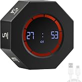 Kaflin Rechargeable Pomodoro Timer, Small Gravity Timer (Space Gray) | Seven Preset Flip Times (1/3/5/15/30/60/90 min) and Count-Up Mode: Digital Kitchen Timer for Cooking, Work, and Study