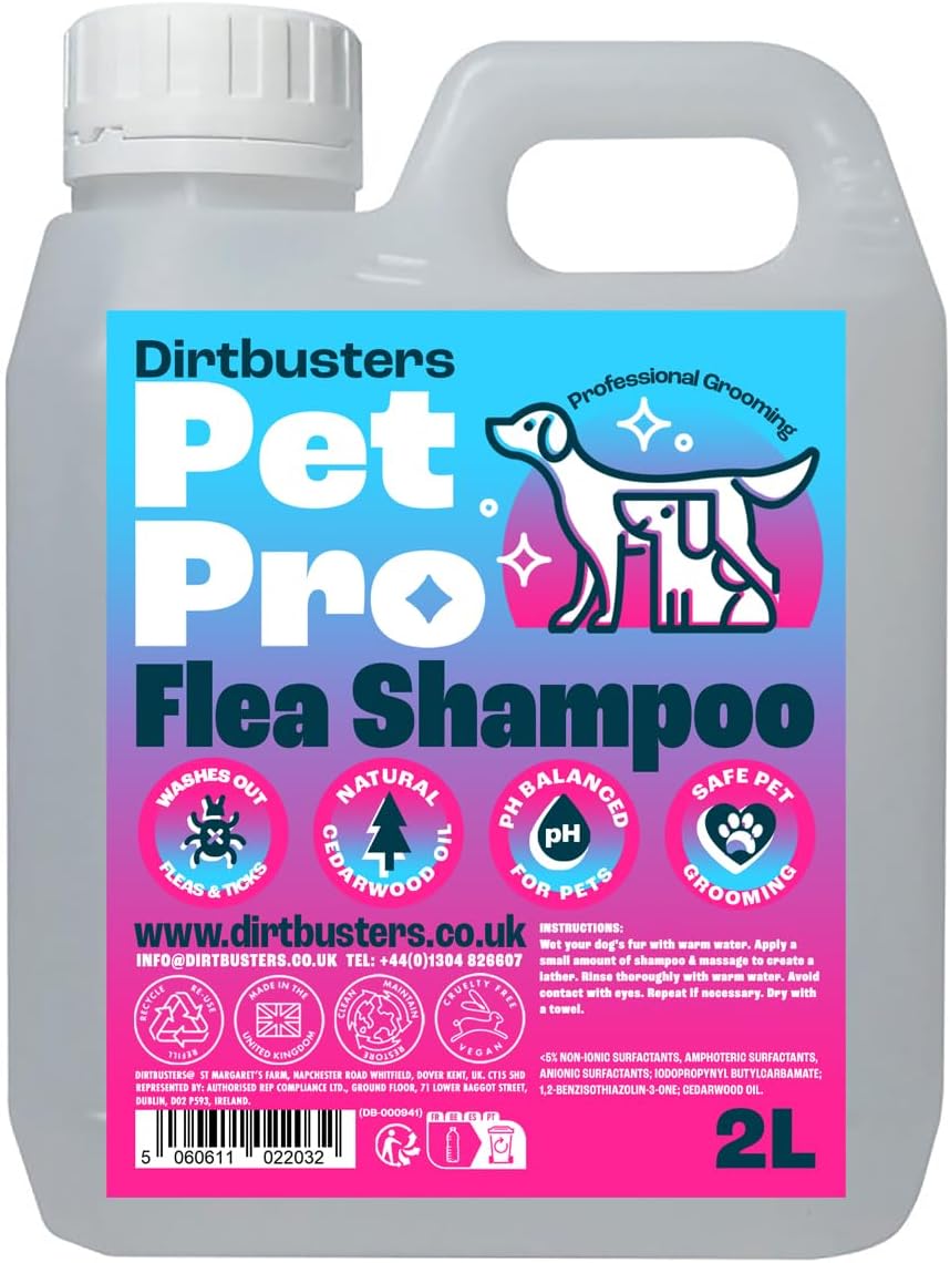 Dirtbusters Pet Pro Flea Shampoo for Dogs 2L Cedarwood Oil Natural Formula
