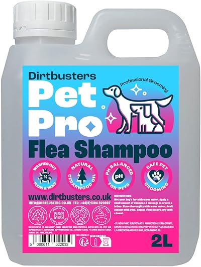 Dirtbusters Pet Pro Flea Shampoo for Dogs 2L Cedarwood Oil Natural Formula