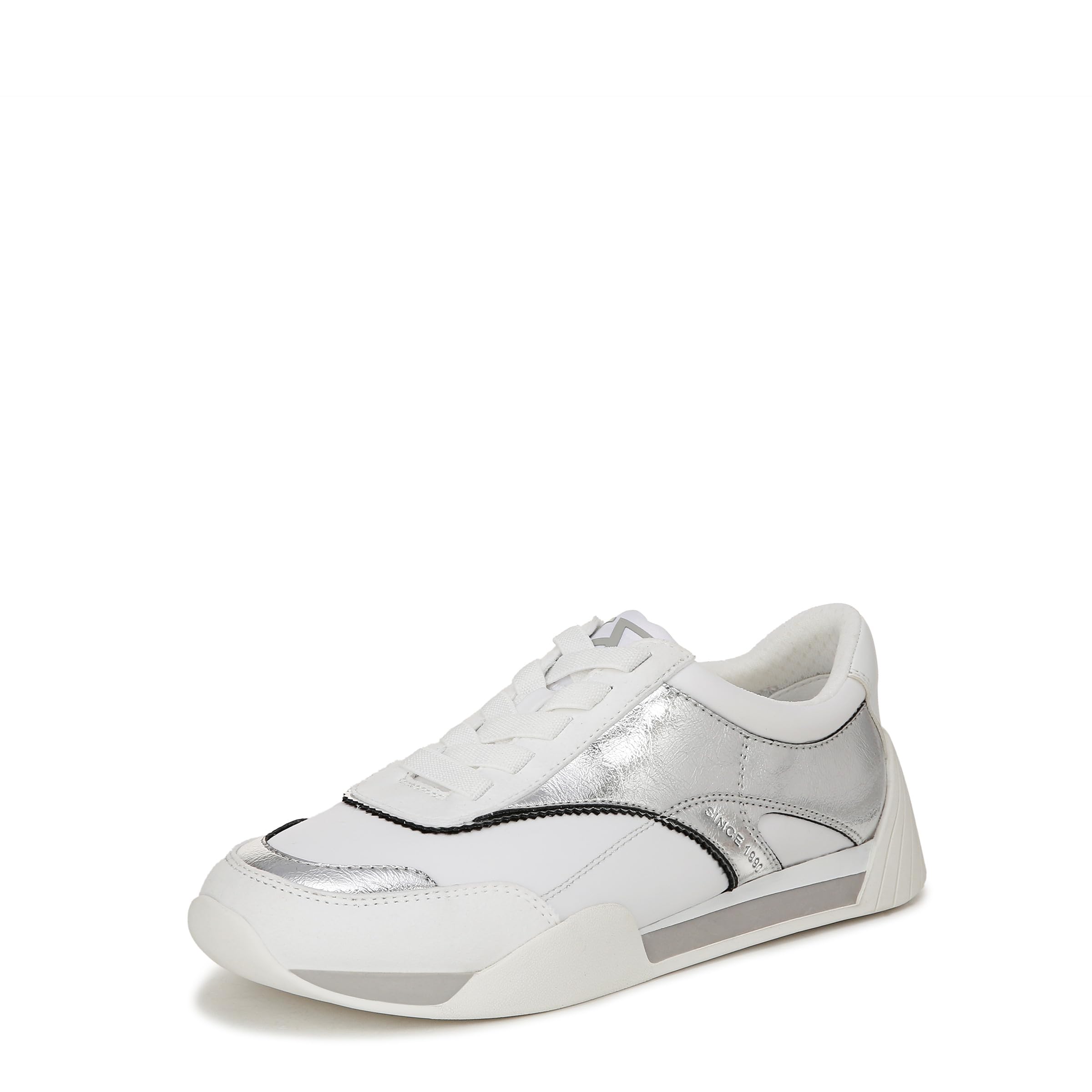 Franco Sarto Womens Brescia Sneaker Silver Faux Leather 6.5 M