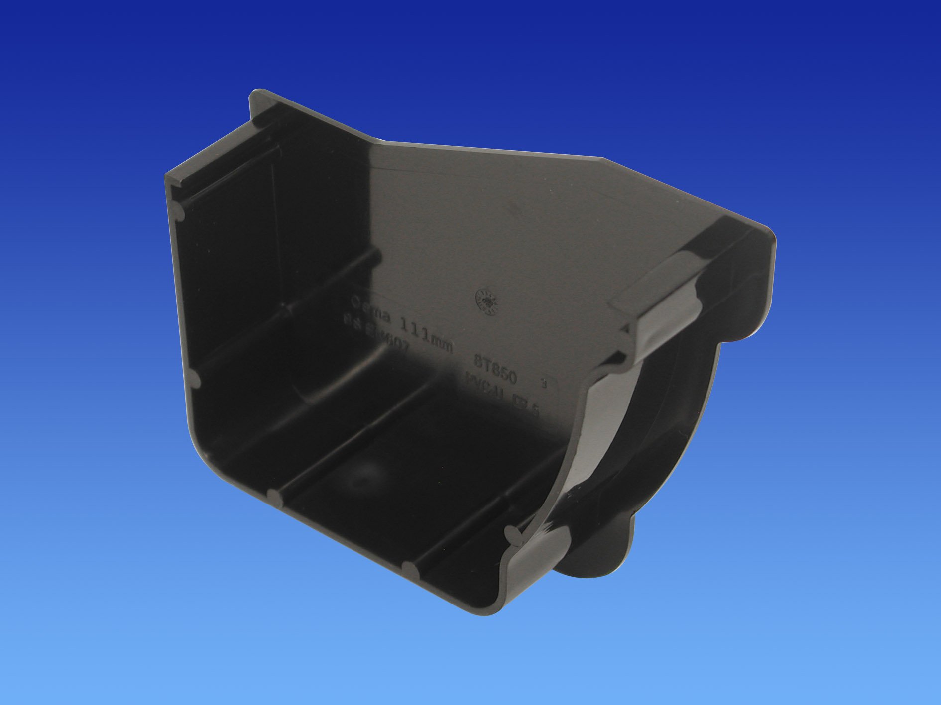 OSMA Black 111mm Stopend Internal Right Hand for Stormline Ogee Gutter System 8T850B