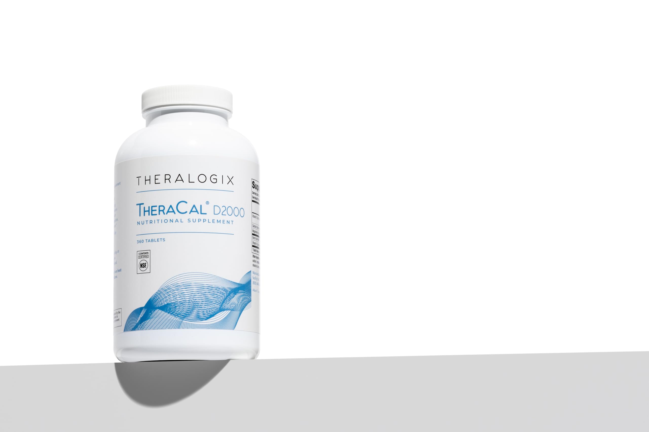 Theralogix TheraCal D2000 - Bone Health Support Supplement with Calcium, Magnesium, Vitamin D3, Vitamin K2 & Boron* - 90-Day Supply - NSF Certified - 360 Tablets