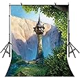 EOA 5(W) x7(H) FT Cartoon Princess Tower Backdrop Fairytale Story Rapunzel Photography Background Baby Shower Children Kids Birthday Party Events Cake Table Decoration Photoshot Props