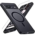 MAKAVO for Google Pixel 7A Case with Screen Protector [Compatible with MagSafe] [Strong Magnetic] Translucent Matte Slim Cover Military Grade Shockproof Tested Phone Case
