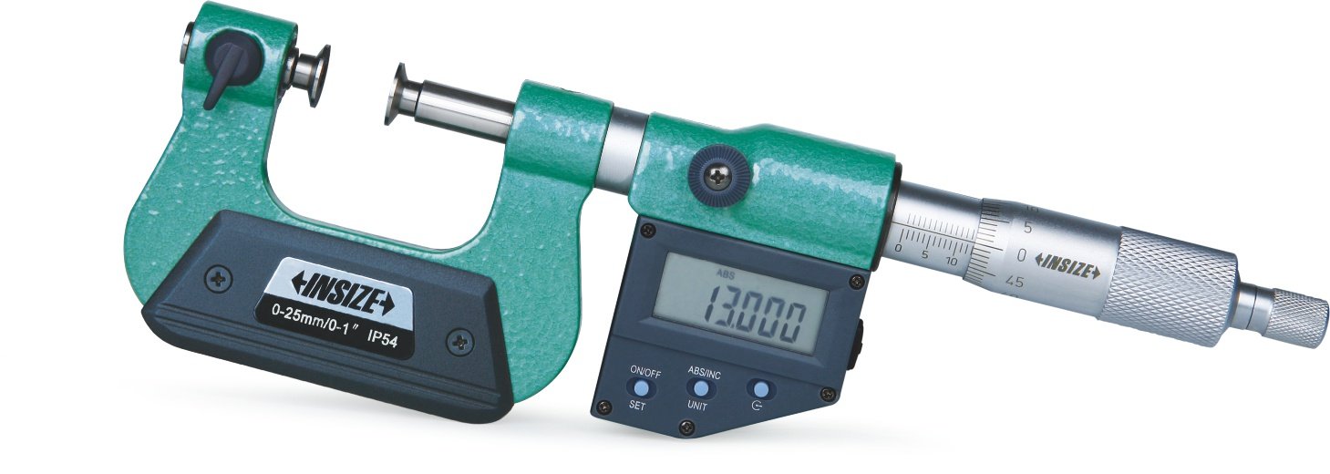 INSIZE 358025A Digital Universal Micrometer, With 7 Pairs Of Tips, 0