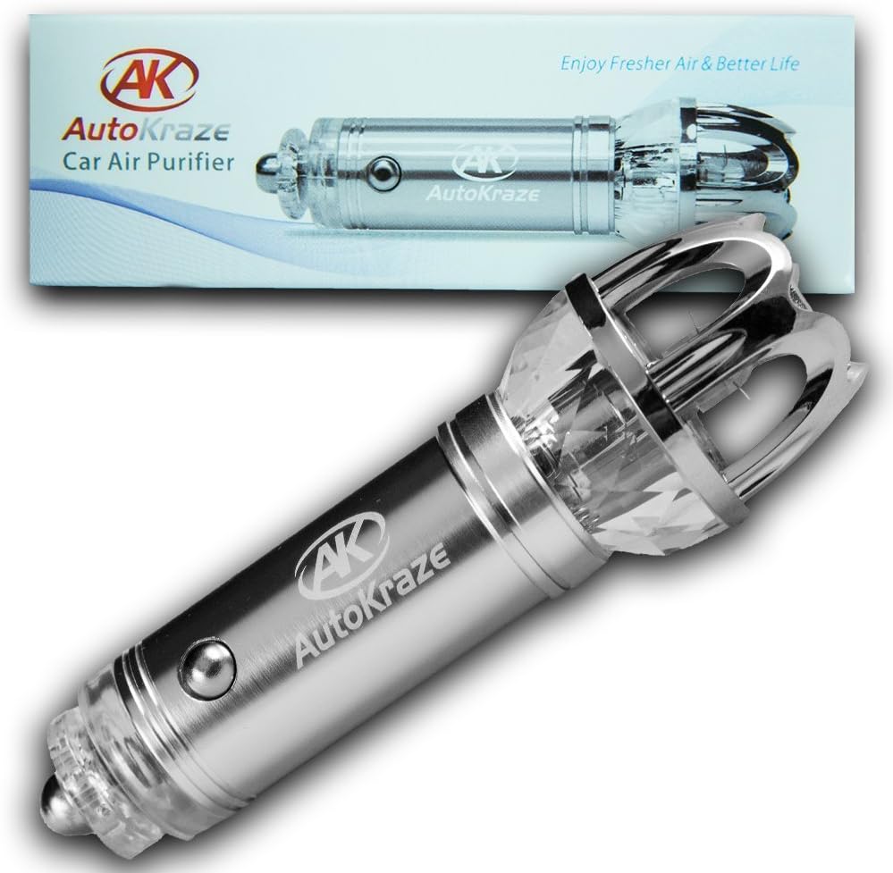 Car Air Purifier by AutoKraze | Plug In Air Freshener, Ionizer, Car Air Freshener, Removes Dust, Cigarette Smoke, and Bad Odors - Hepa Eco Ozone Ionic Cabin Purifiers