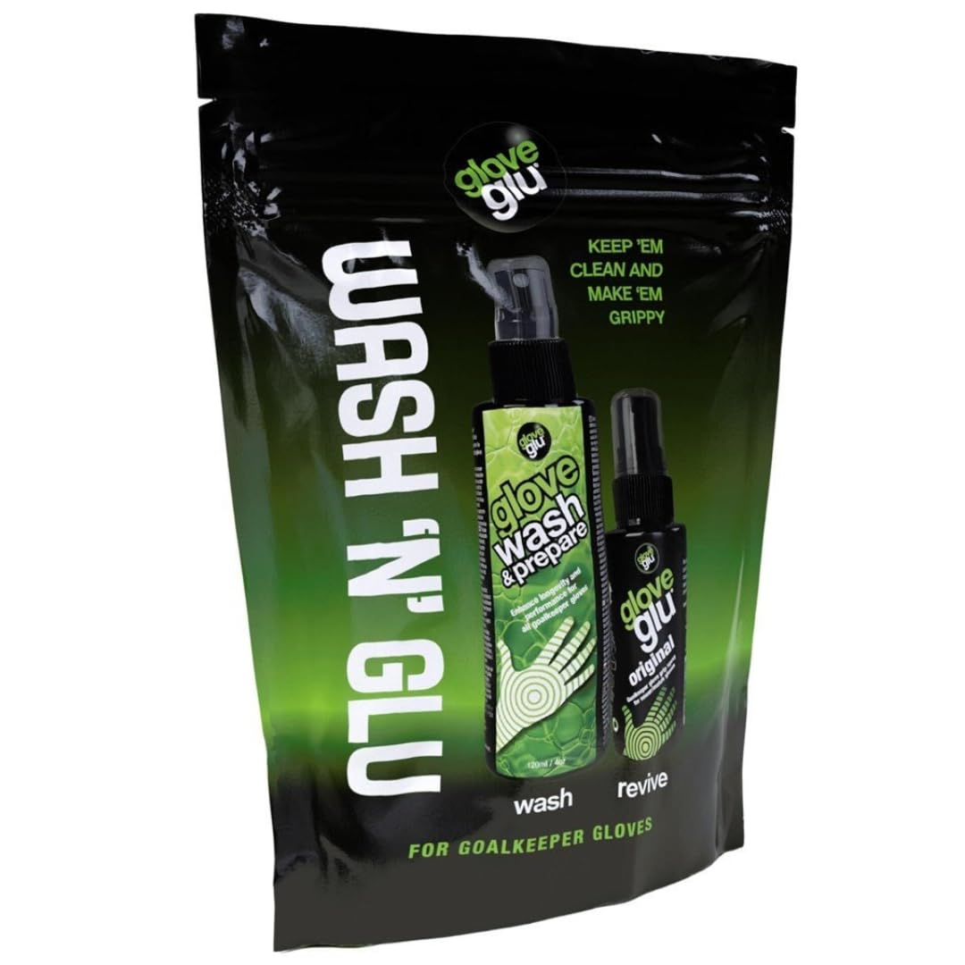 gloveglu Wash N Glu Goalkeeper Glove Spray Bundle Contains gloveglu 120ml Premium Goalkeeper Glove Wash Prepare 50ml Original Grip Spray