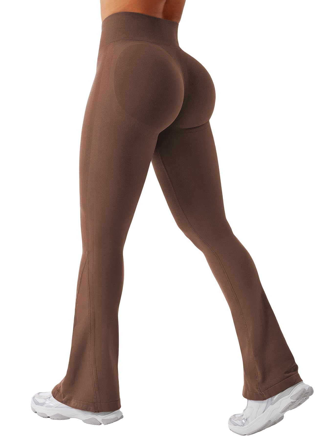 Photo 1 of YEOREO Mini Flare Leggings Womens Workout Butt Lifting Legging Hidden Scrunch Seamless 30" Impact Lilliean Yoga Pants Deep Brown S