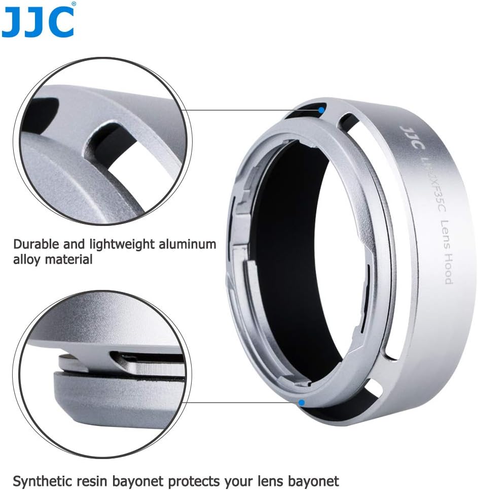 JJC Silver Round & Bayonet Shape Lens Hood for Fujifilm FUJINON Lens XC 35mm F2, XF35mm F2 R WR and XF23mm F2 R WR Lens - Image 4