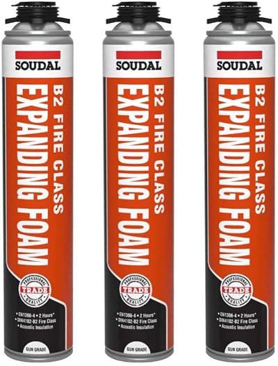 Soudal B2 Fire and Acoustic Expanding Foam 3 x Pack