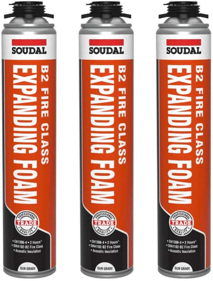Soudal B2 Fire and Acoustic Expanding Foam 3 x Pack