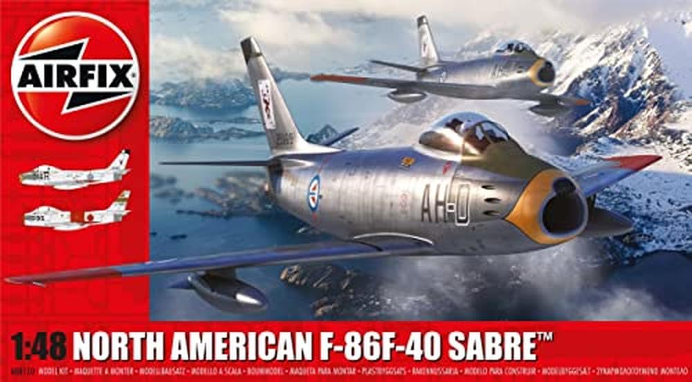 Airfix Model Set - A08110 North American F-86F-40 Sabre Model Building Kit - Plastic Model Plane Kits for Adults & Children 8+, Set Includes Sprues & Decals - 1:48 Scale Model