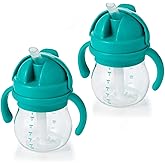 OXO Tot Transitions Straw Cup with Removable Handles, Teal, 6 Ounce (2 Pack)