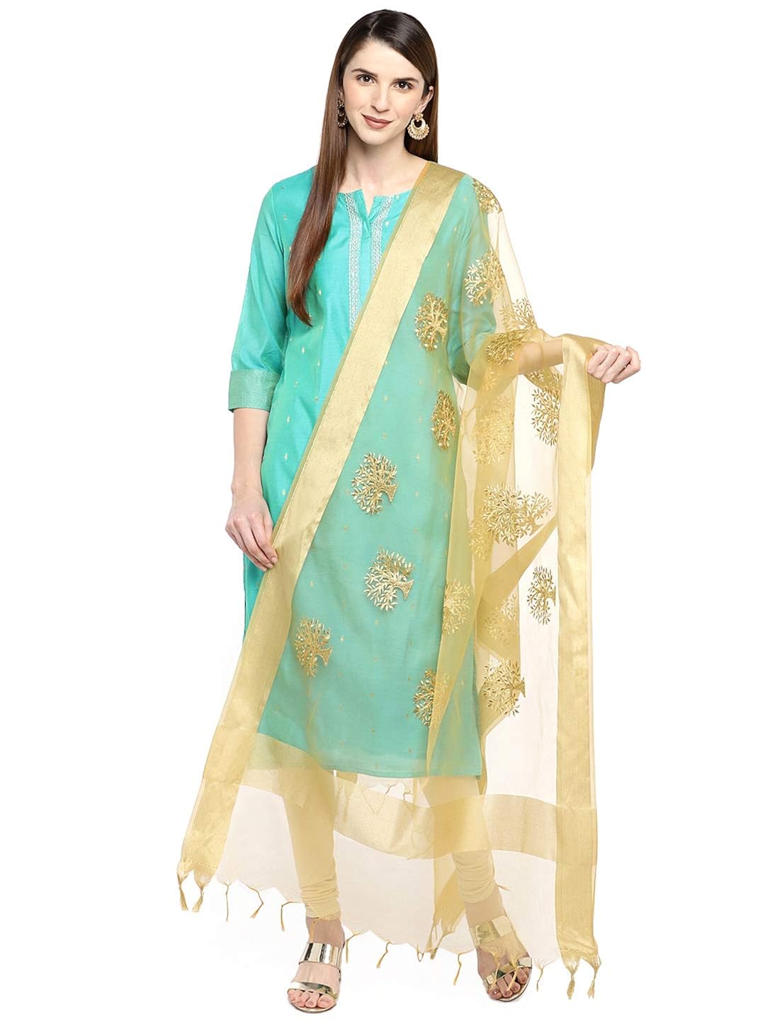 dupatta bazaar woman's organza dupatta with gold embroidery.
