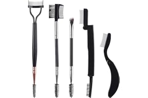 LOVEBB Eyebrow Brush Eyelash Separator Comb Dual Head Brow Brush and Lash Spoolie Mascara Separator Tool, Black (5 Pieces Set)