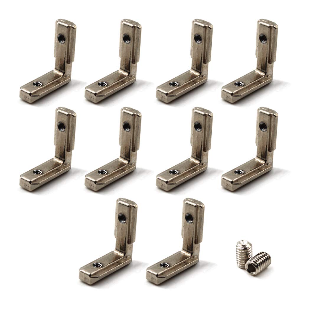 2020 Corner Bracket T Slot Corner Connector L-Shape Corner Joint Bracket for European Standard Aluminum Profile Come with Screws (Pack of 10)