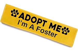 KISJO Adopt Me I’m A Foster Dog Leash Sleeve, Funny Yellow Dog Leash Wrap Alert Hanging ID Patch Tag, Adopt Me Leash Sleeve Dog No Pet Leash Sleeve Pet Birthday Gifts for Dog Owners