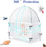 Baby & Beyond Baby Bed Tent Safety Net with Zippers Durable Mesh See-Through 360 view 9
