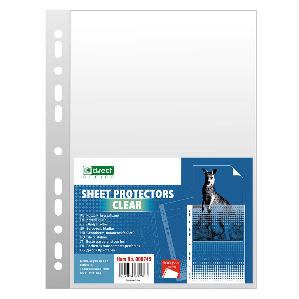 D.ReCT A4 45 Micron Polypropylene Pockets - Pack of 100 Transparent Units