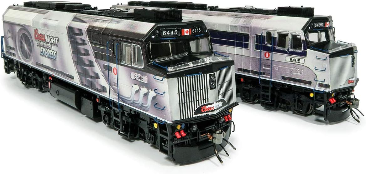 Rapido #80561 F40PH-2D Locomotives w/DC/DCC&Sound - VIA Coors Light Silver Bullet Express #6408/6445 (2pcs) HO Scale