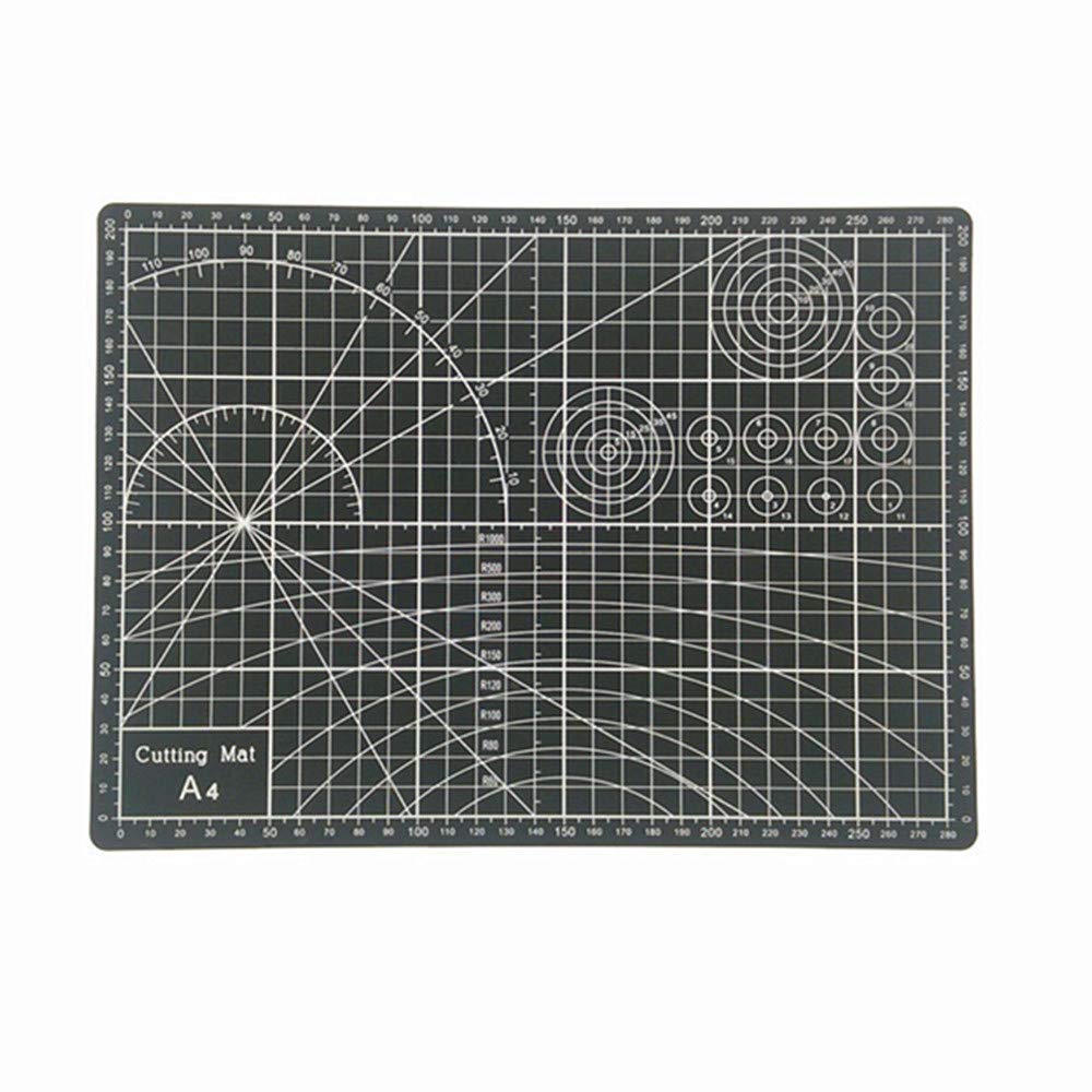 Aukcherie Base de Corte A4 con Plantilla Múltiples Profesional Alfombrilla de Corte de PVC - Doble Cara Autocuración Superficie Verde (Negro)