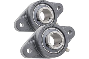 QJZ [2-Pack] UCFL206-19 - 2-Bolt Flange-Mount Ball Bearing Unit, Insert Bearing UC206-19, Cast Iron Housing FL206, Bore 1.1875", Set Screw Locking, Contact with Flinger Seal, Bolt Hole Size 11.5mm
