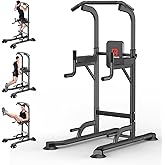 Power Tower Adjustable Height Pull Up &amp; Dip Station Multi-Function Home Strength Training Fitness Workout Station for Home Gym