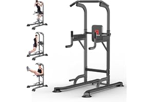 K KINGKANG Power Tower Adjustable Height Pull Up & Dip Station Multi-Function Home Strength Training Fitness Workout Station for Home Gym
