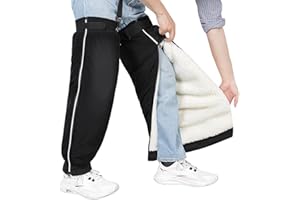 PURFUN Windproof Cycling Knee Braces Leg Warmers, Adults Fleece Inner Motorcycle Knee Pads Leg Sleeves with Reflective Stripe