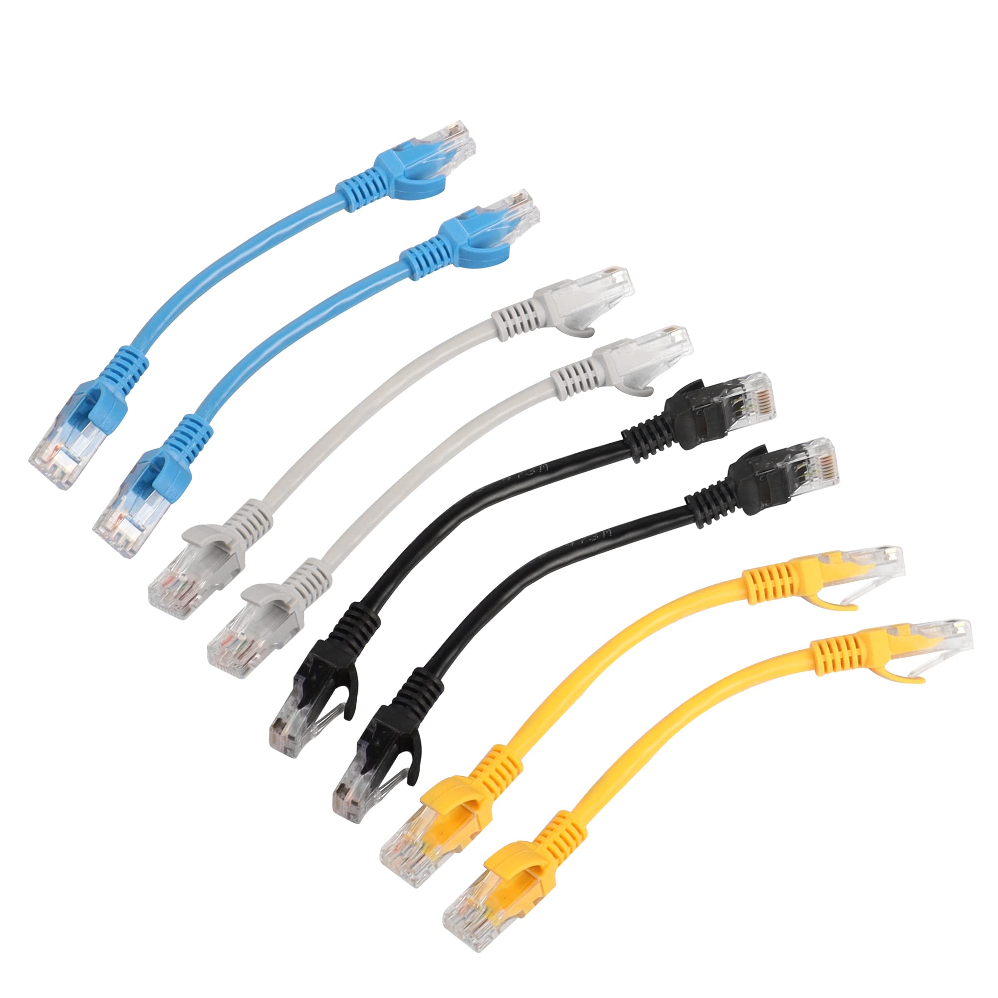 RIIEYOCA Short Cat5e Ethernet Patch Cable 0.5ft,Snagless RJ45 LAN Network Cord for Router, Modem,Switch, Server(Mixed Color 8 Pack)