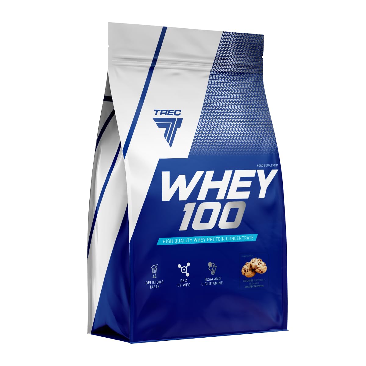 Trec Nutrition WHEY 100 - Cookies - 900G - Premium Whey Protein Concentrate for Muscle Growth | Fast-Absorbing & Quality Protein Powder with BCAAs and Glutamine