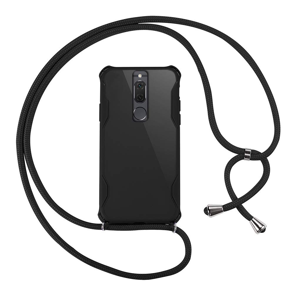 xinyunew Crossbody Case for Huawei mate 10 lite - color TPU Cell Phone Mobile Cover Holder with Neck Cord Lanyard Strap -Phone Necklace Case, Mobile Phone Cover Neck Strap-Black