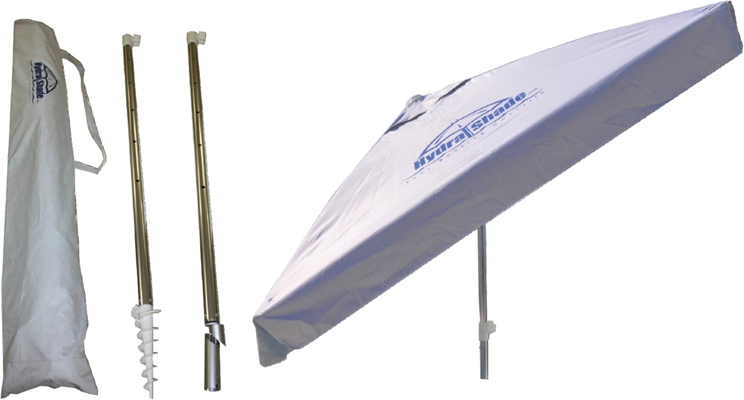 Hydra Shade XL100 Boating Umbrella with Expansion Base and Beach Spike, diagonal 8foot square