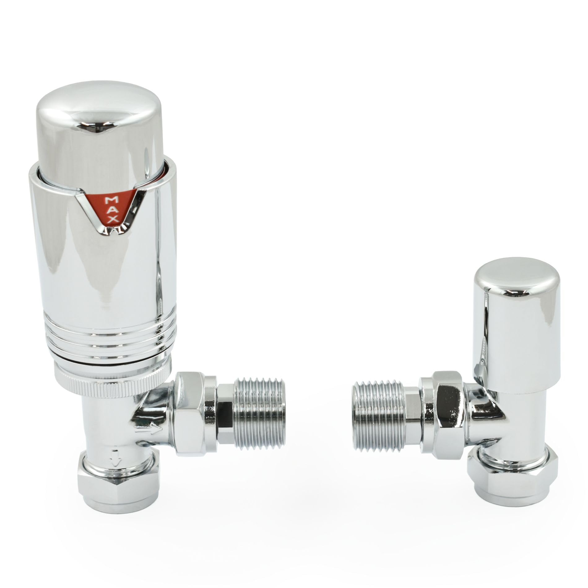 Thermostatic Radiator Valve Chrome Angled TRV – Style (Chrome)